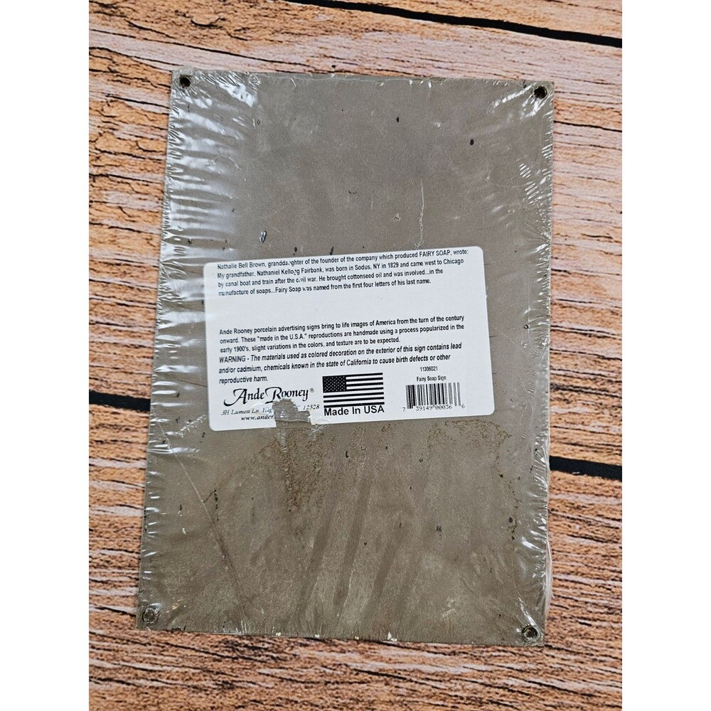 NEW SEALED Vintage 10 x 7" 5 Cents Fairy Soap Metal Enamel Sign Bathroom Decor - Picture 2 of 4